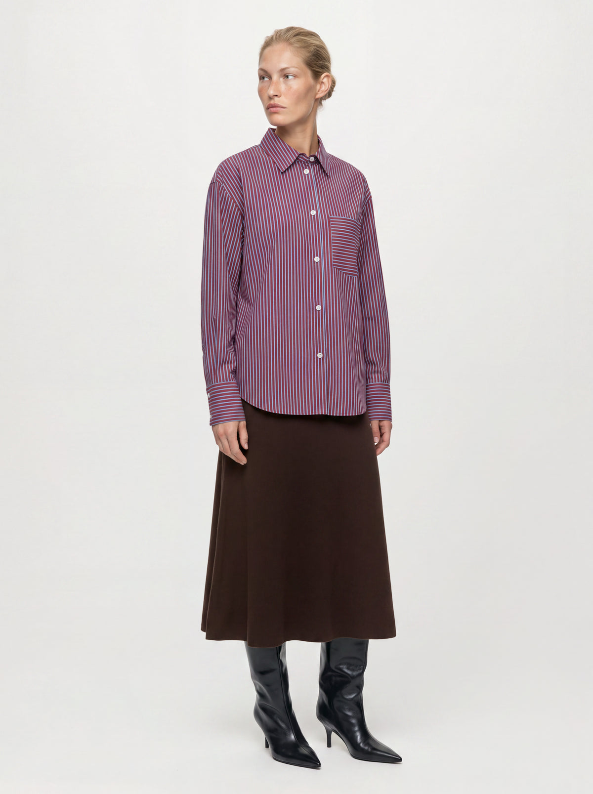 OBJZILA  SHIRT wijn/blauw