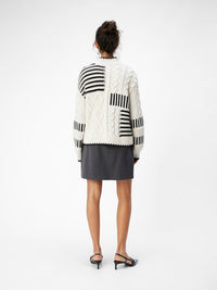 OBJRUBY KNIT PULLOVER zwart/wit