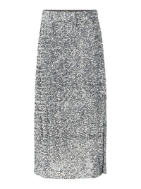 OBJKINNE LONG SKIRT 136 zilvere sequin