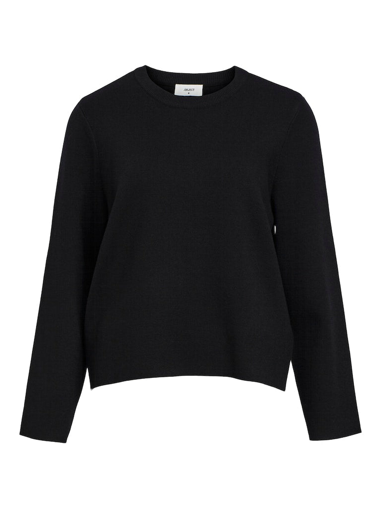 OBJREYNARD SLEEVE O-NECK zwart