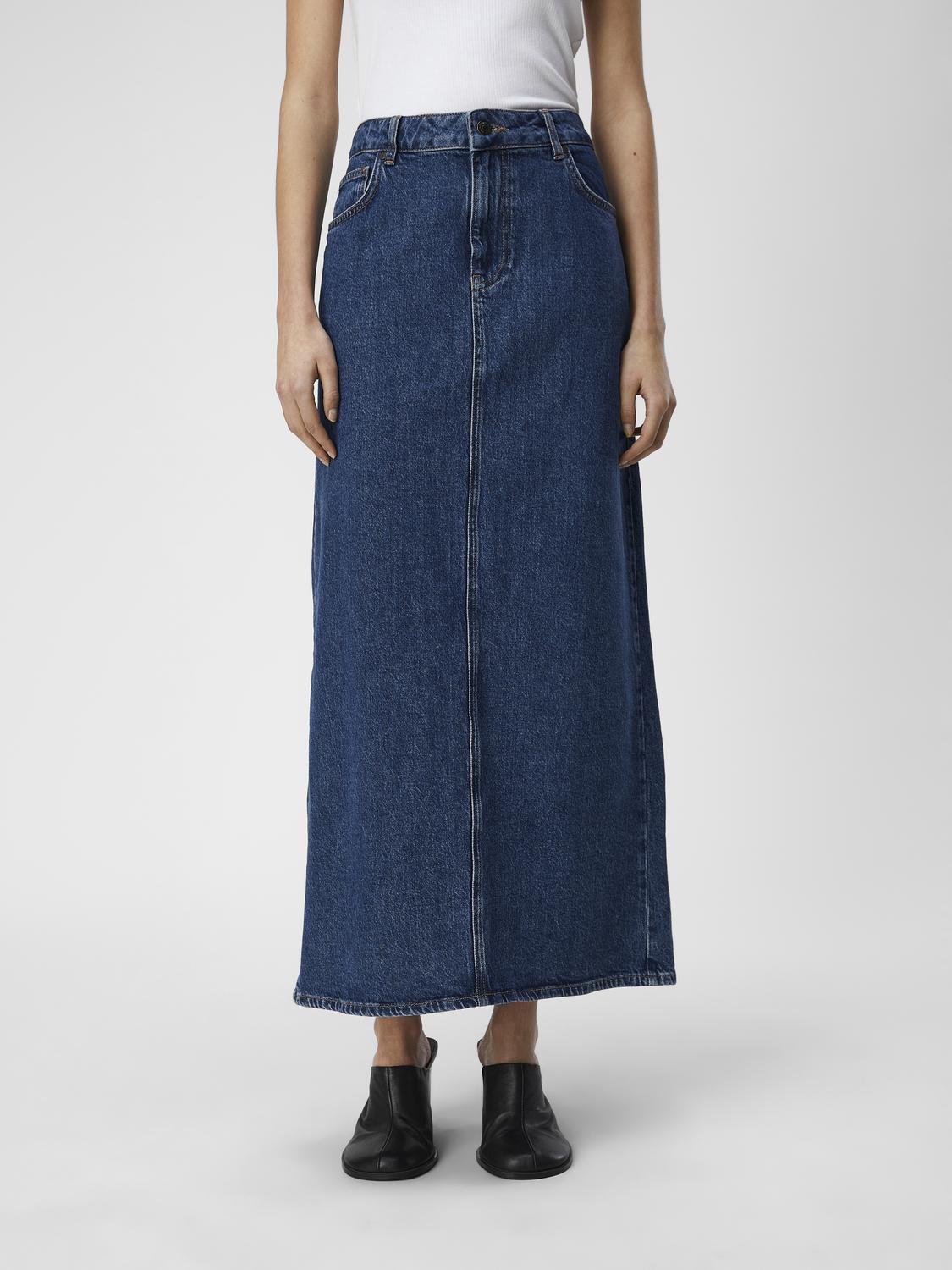 OBJELLEN LONG SKIRT jeans blauw