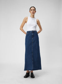 OBJELLEN LONG SKIRT jeans blauw