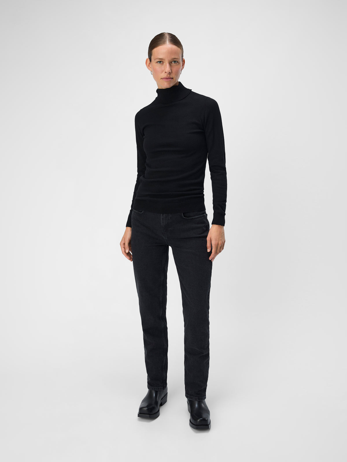 OBJTHESS ROLLNECK KNIT zwart