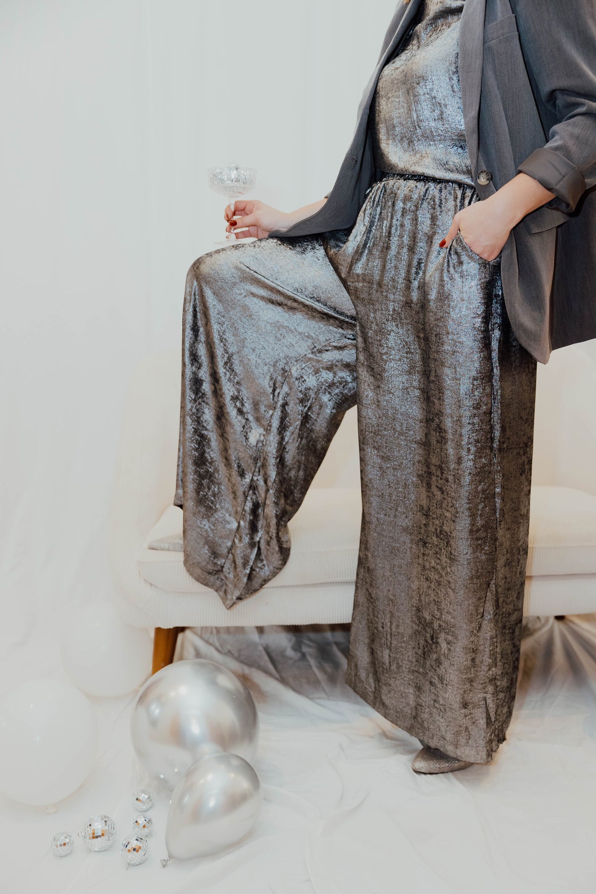 KALORINA WIDE PANTS zilver