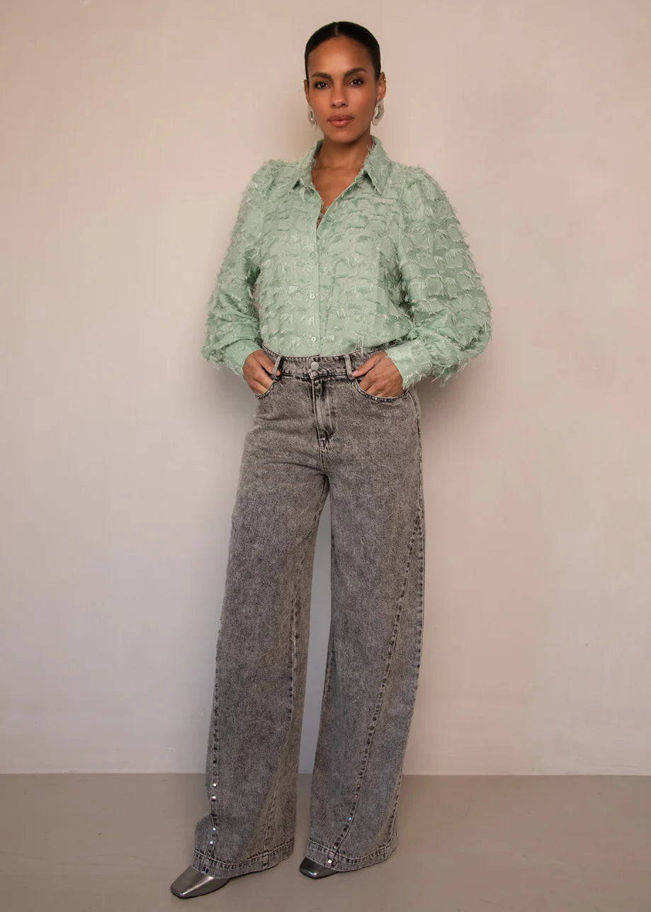 FBBENDA BLOUSE pastel groen