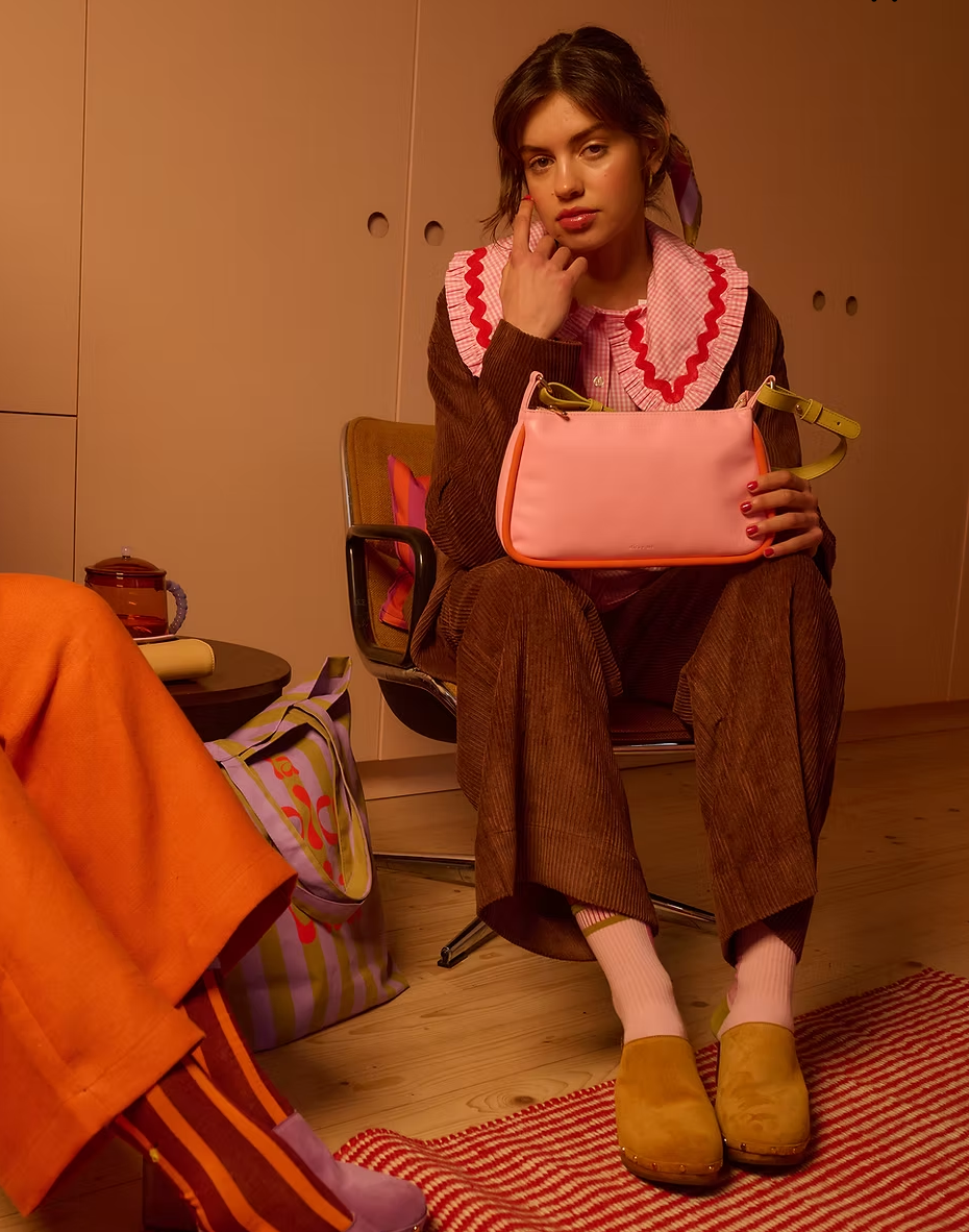 STICKY SIS HANDBAG roze + oranje + pistachio