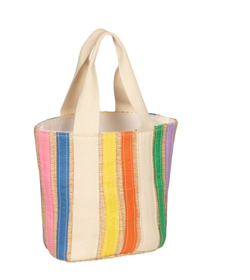 RAINBOW RIBBON BASKET BAG bright multi