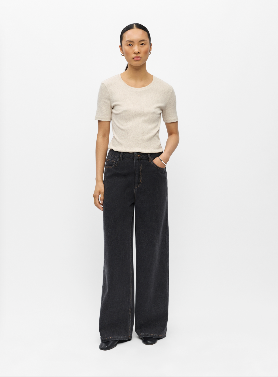OBJLUCA WIDE JEANS zwart
