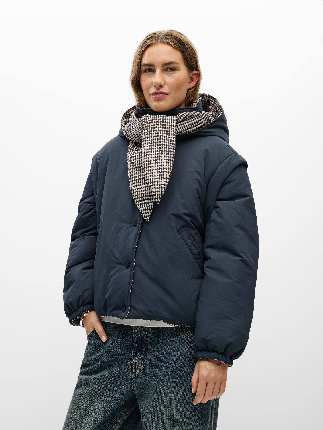 OBJTIMIA REVERSIBLE JACKET ruit/blauw