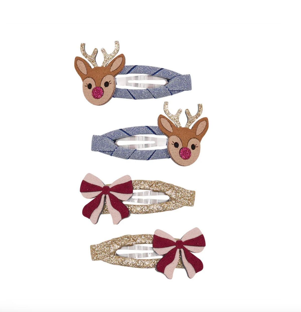RUDOLPH AND BOW HAIR CLIPS