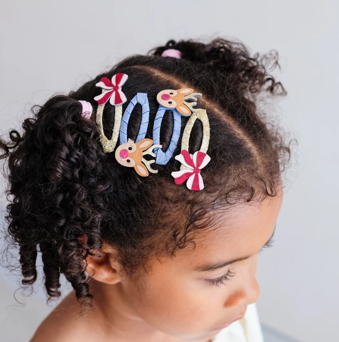 RUDOLPH AND BOW HAIR CLIPS