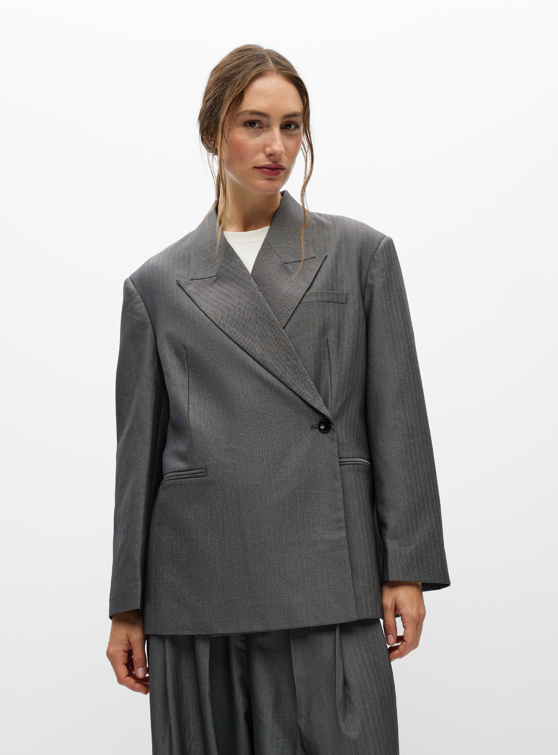 OBJNOAMI WRAP BLAZER grijs