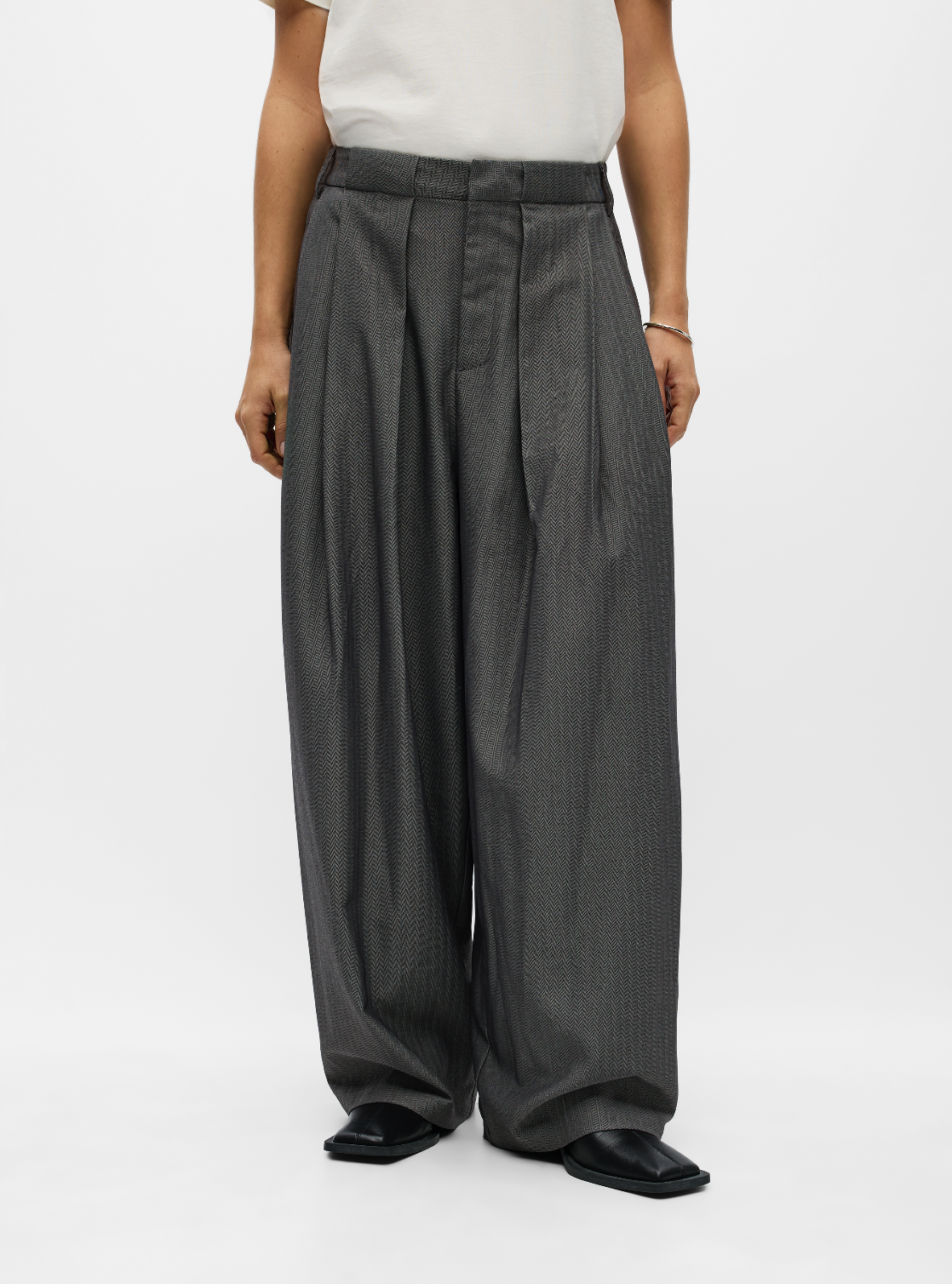 OBJNOAMI LOOSE PANTS grijs