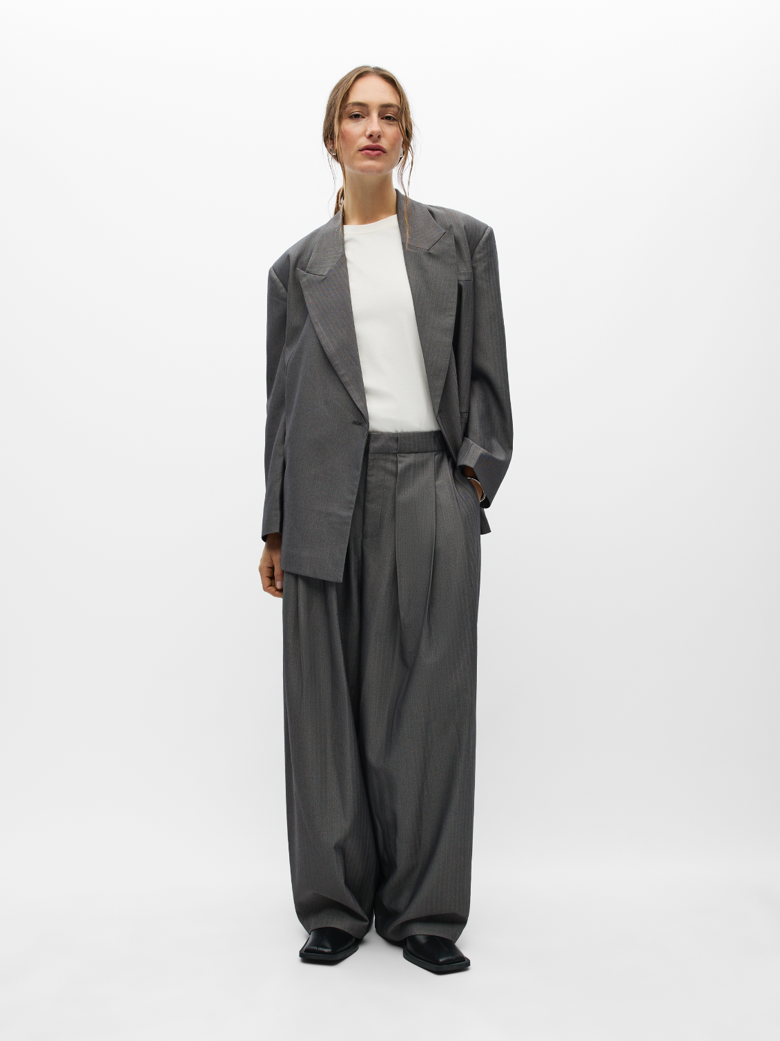 OBJNOAMI LOOSE PANTS grijs
