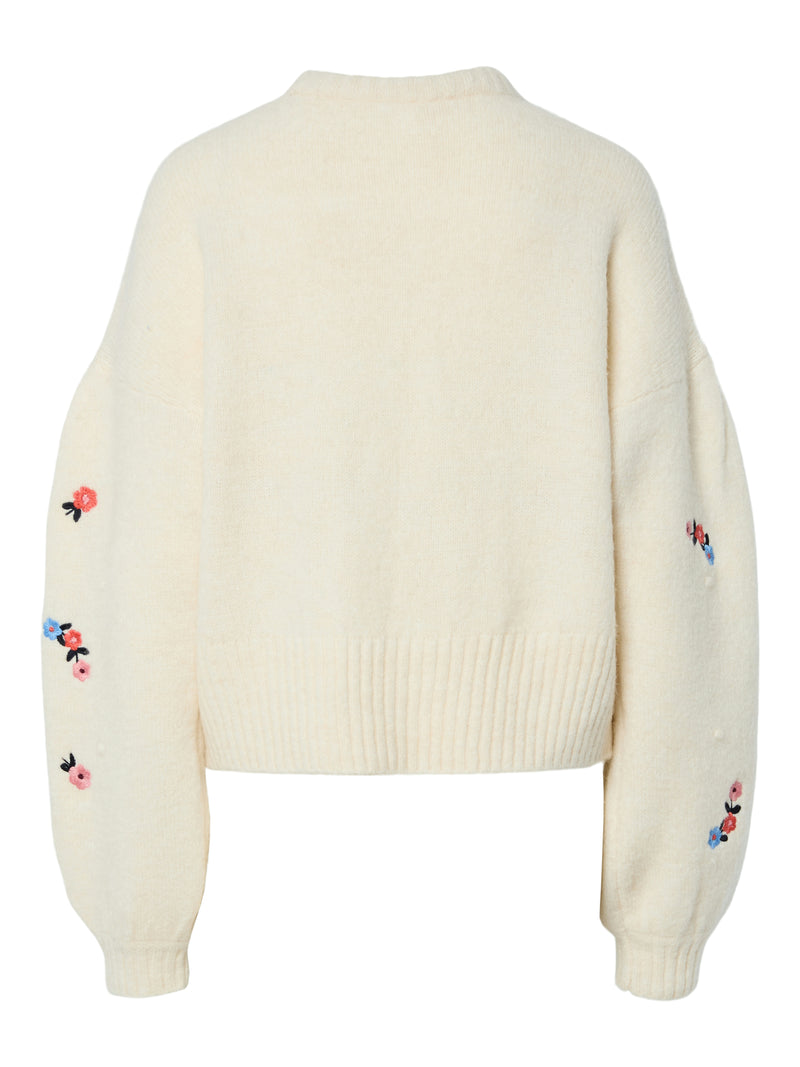 YASNANNA KNIT PULLOVER wit/bloem