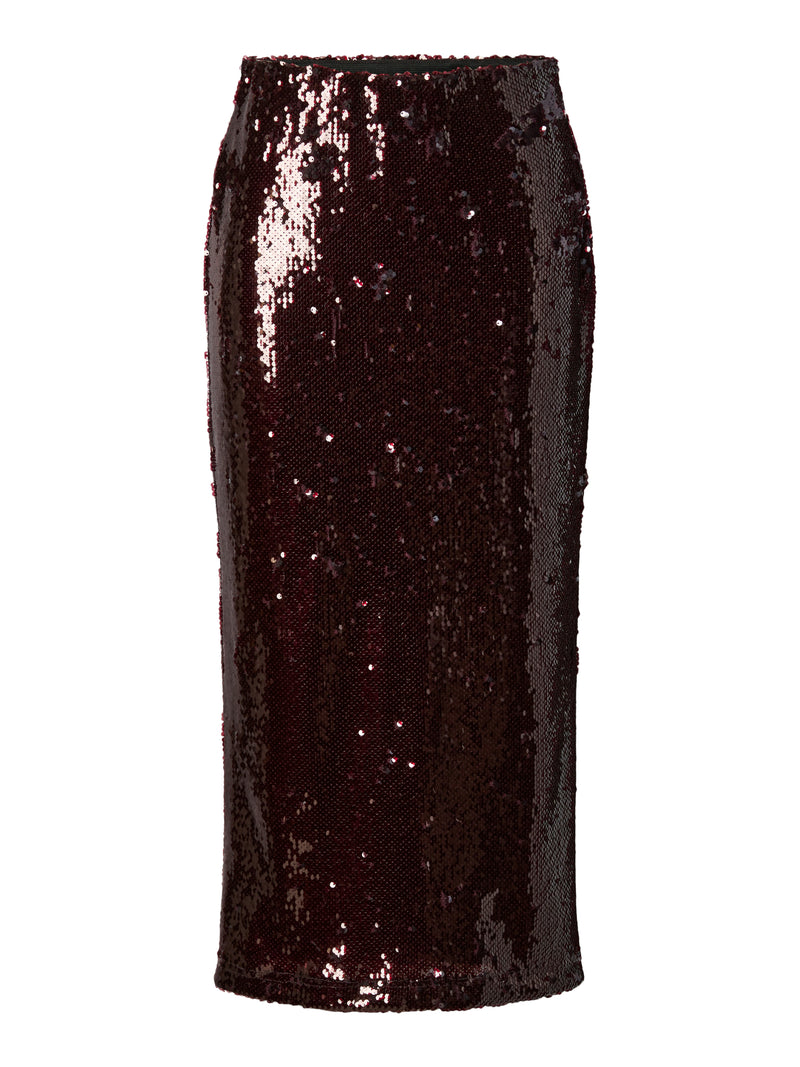 YASROYALINA  SEQUIN ANKLE SKIRT paillet bordeaux
