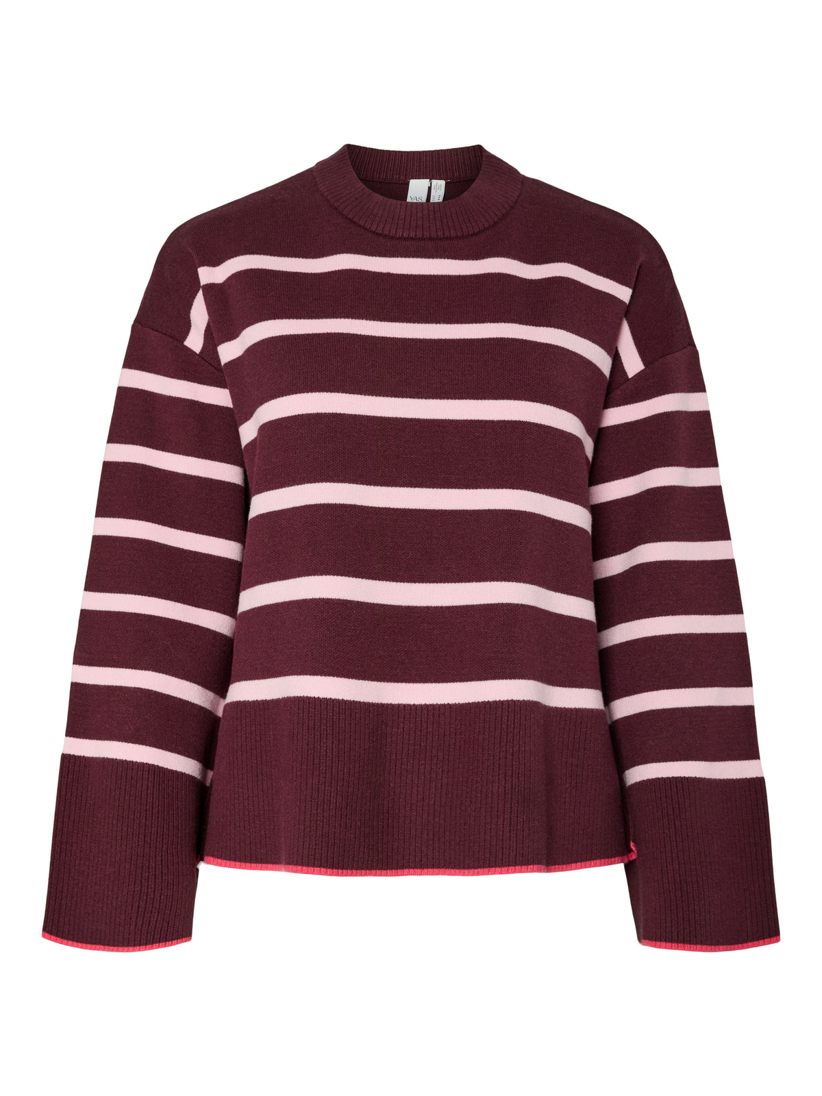 YASELMA LS KNIT PULLOVER bordeaux/roos