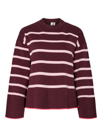 YASELMA LS KNIT PULLOVER bordeaux/roos