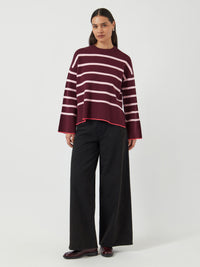 YASELMA LS KNIT PULLOVER bordeaux/roos