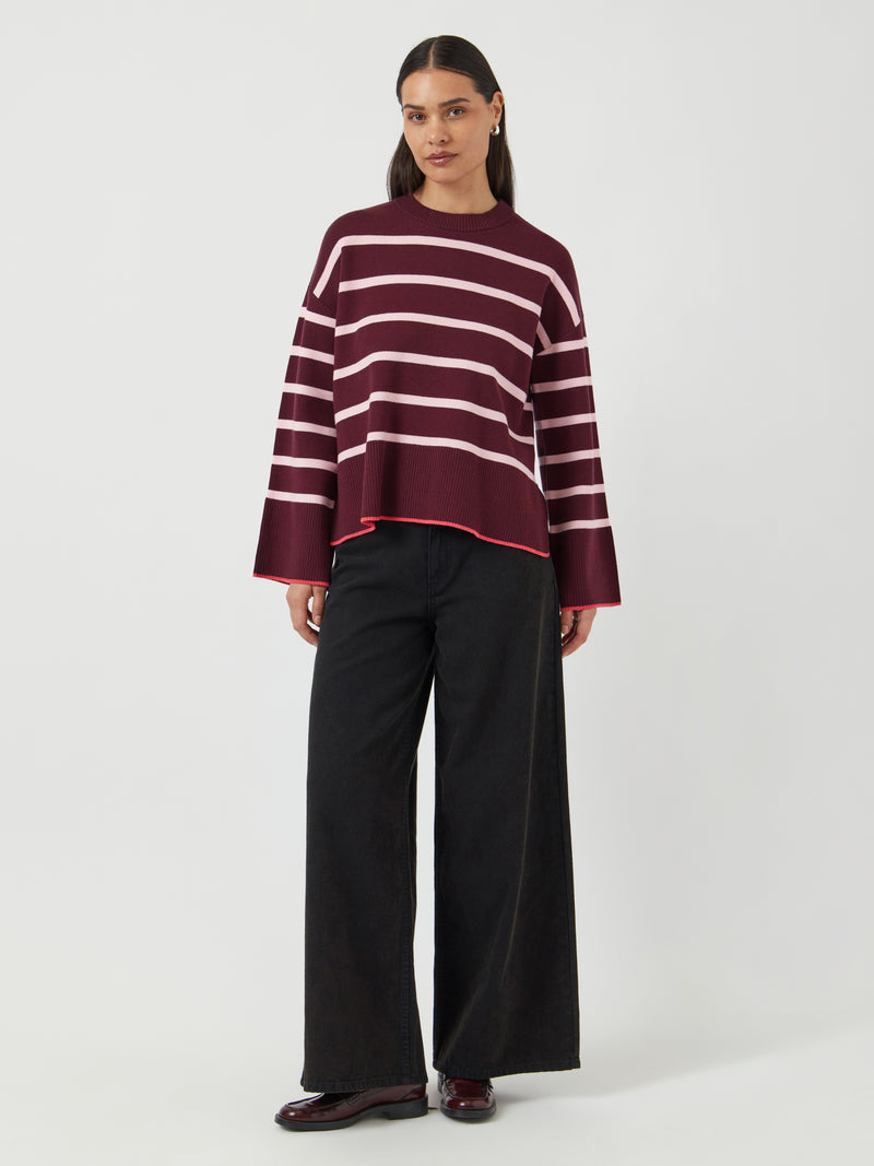 YASELMA LS KNIT PULLOVER bordeaux/roos