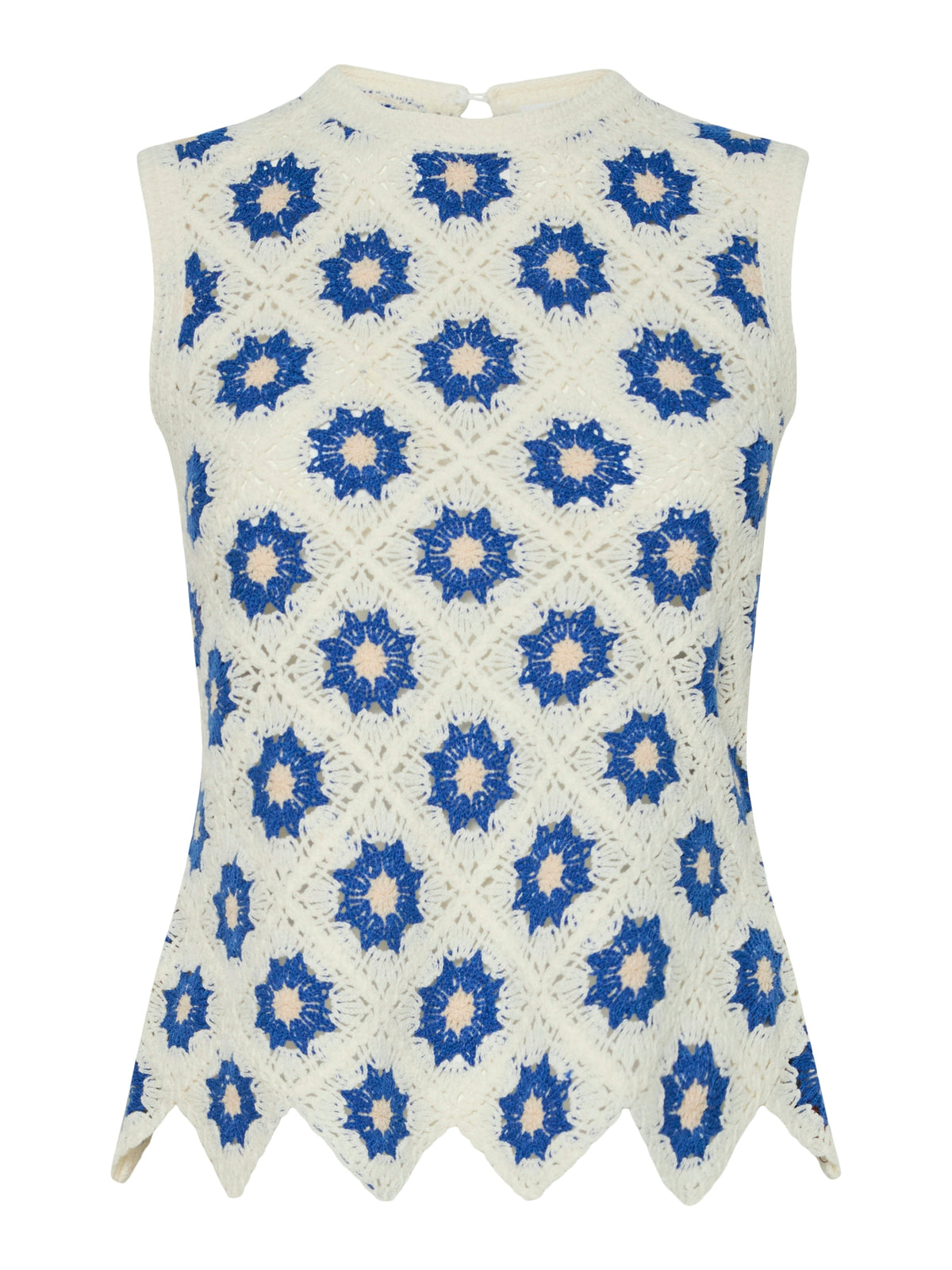 YASBALIS CROCHET TOP wit/blauw