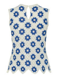 YASBALIS CROCHET TOP wit/blauw
