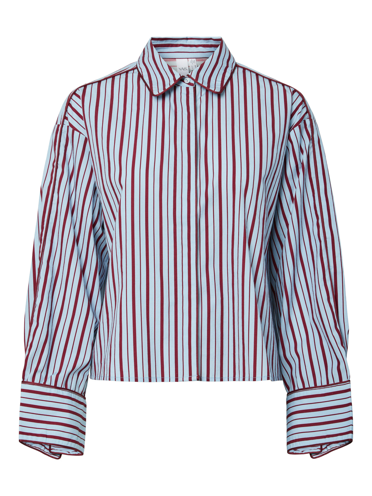 YASLEE LS PIPING SHIRT bordeaux streep