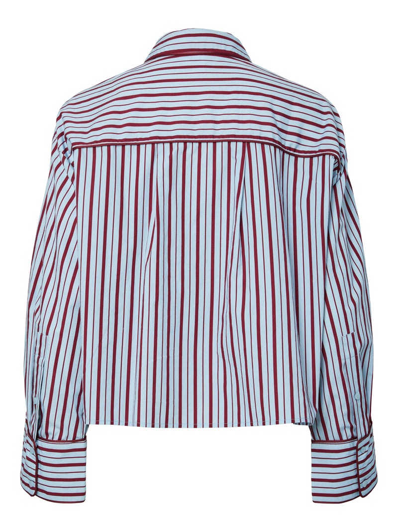 YASLEE LS PIPING SHIRT bordeaux streep