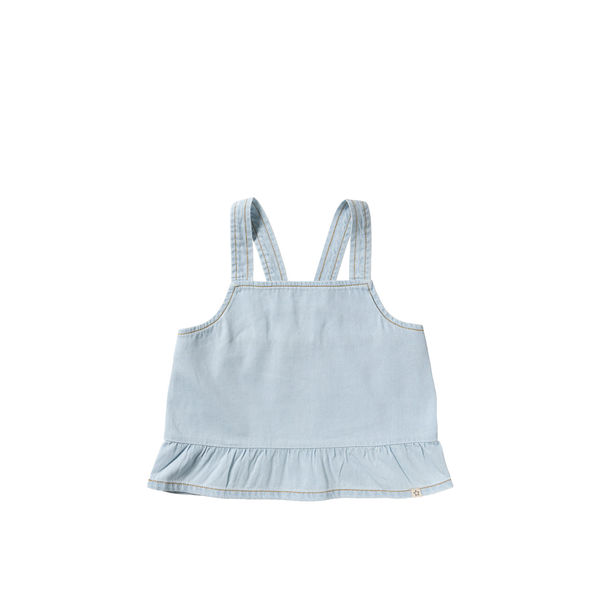 YWCHAMBRAY RUFFLE SINGLET lichte jeans