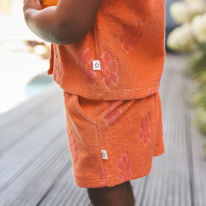 YW FLOWER TERRY SHORT koraal