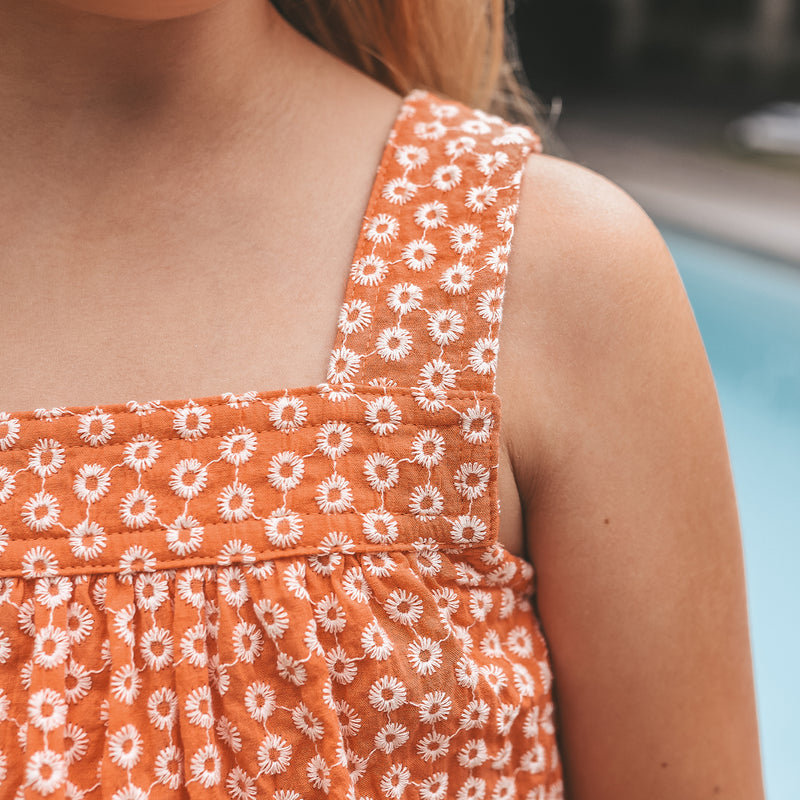 YW BRODERIE TOP koraal