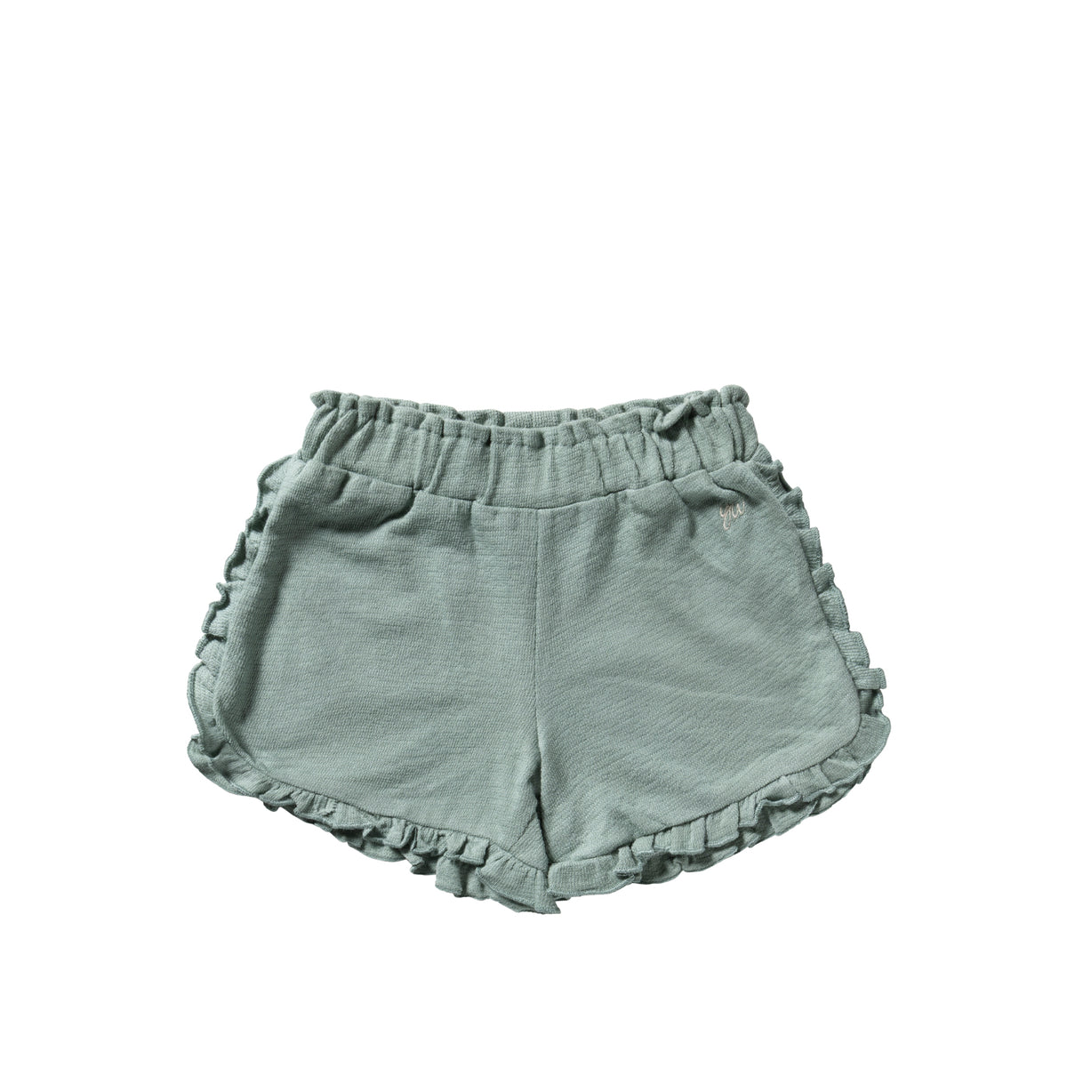 YWTEXTURED JERSEY RUFFLE SHORTS ocean
