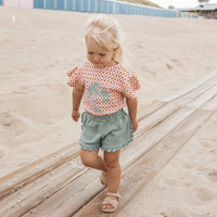YWTEXTURED JERSEY RUFFLE SHORTS ocean