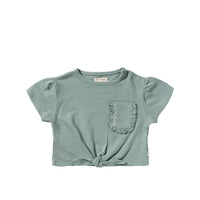 YWTEXTURED JERSEY FRONT TIE SHIRT ocean