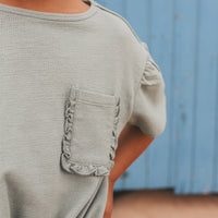 YWTEXTURED JERSEY FRONT TIE SHIRT ocean