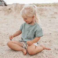 YWTEXTURED JERSEY FRONT TIE SHIRT ocean