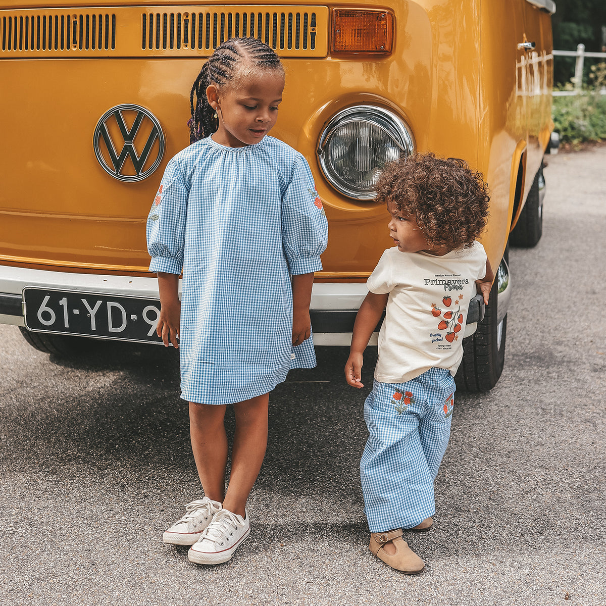 YWVichy Blue | Puff Sleeve Dress blauw