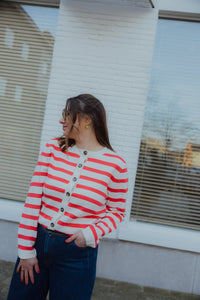 IHBOSTON CARDIGAN wit streep