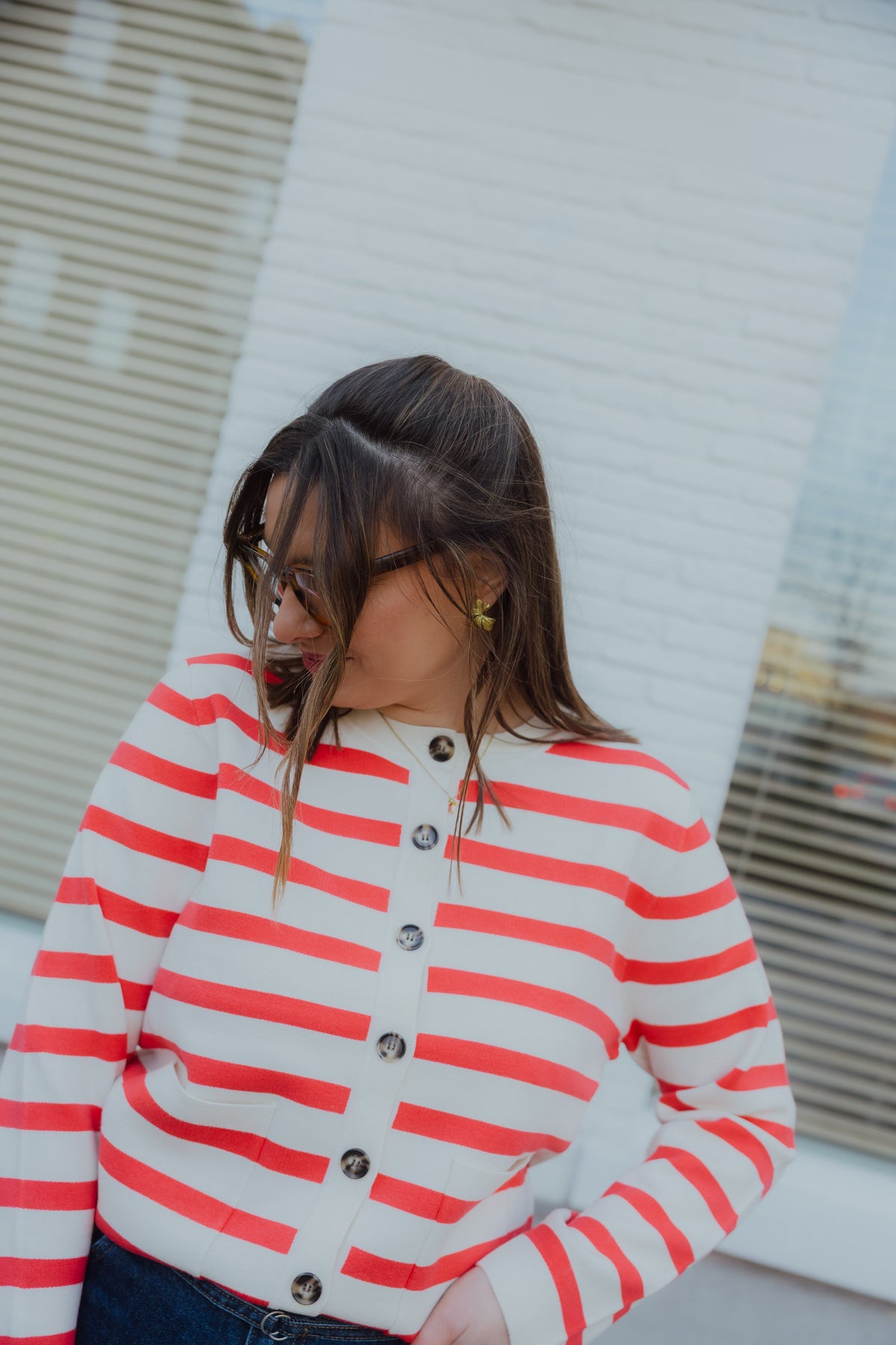 IHBOSTON CARDIGAN wit streep