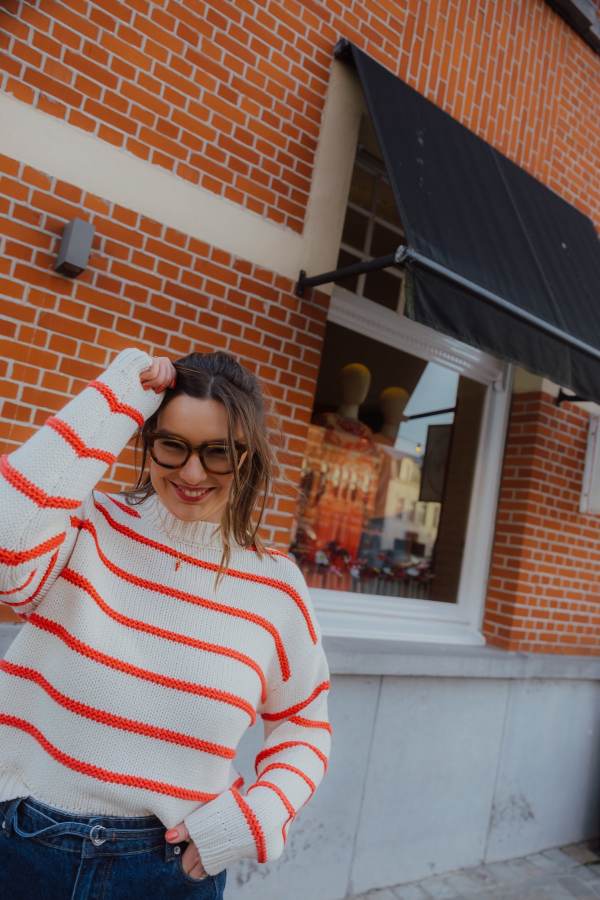 OBJODA  KNIT PULLOVER rode streep