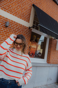 OBJODA  KNIT PULLOVER rode streep