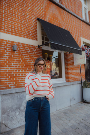 OBJODA  KNIT PULLOVER rode streep