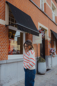 OBJODA  KNIT PULLOVER rode streep