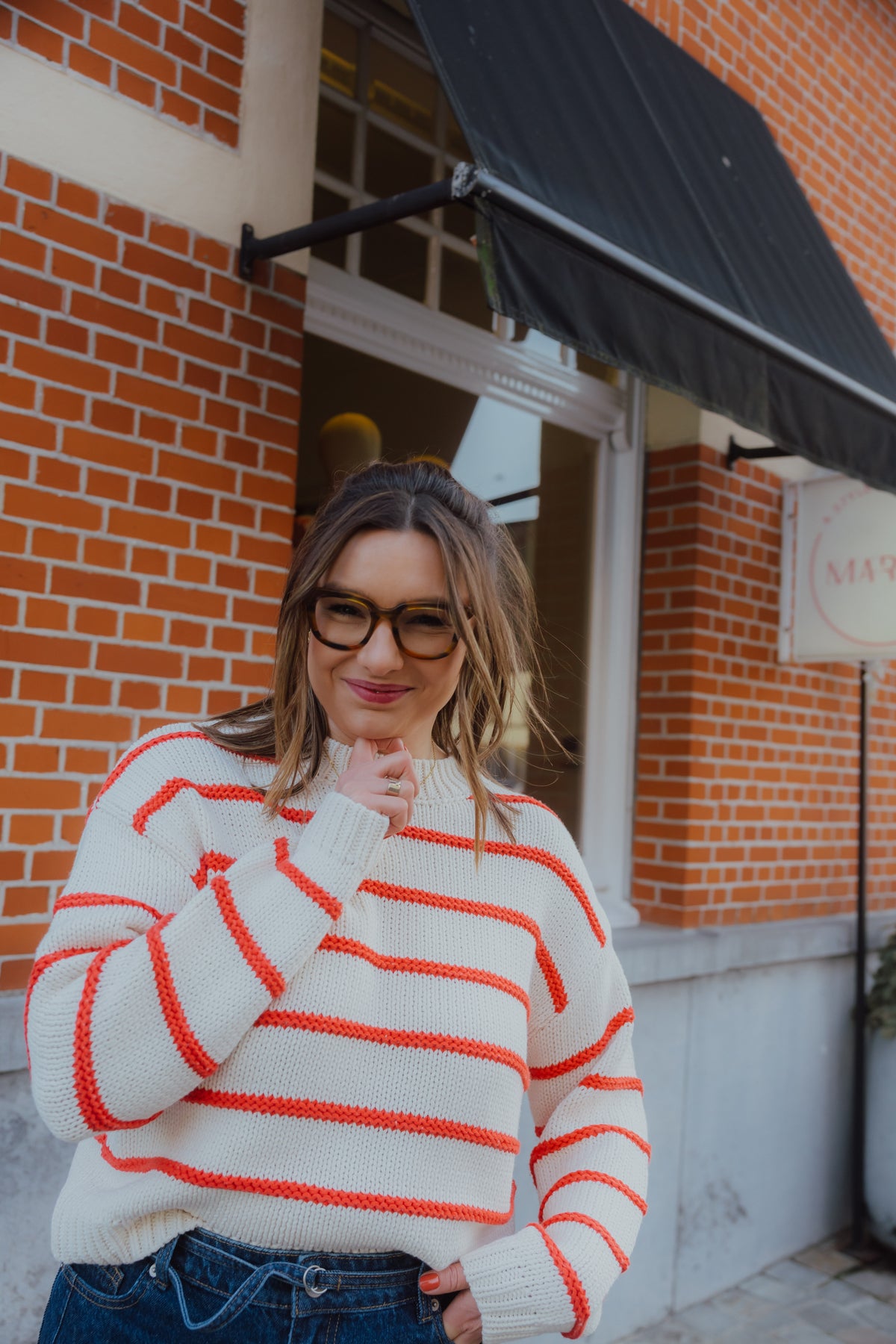 OBJODA  KNIT PULLOVER rode streep