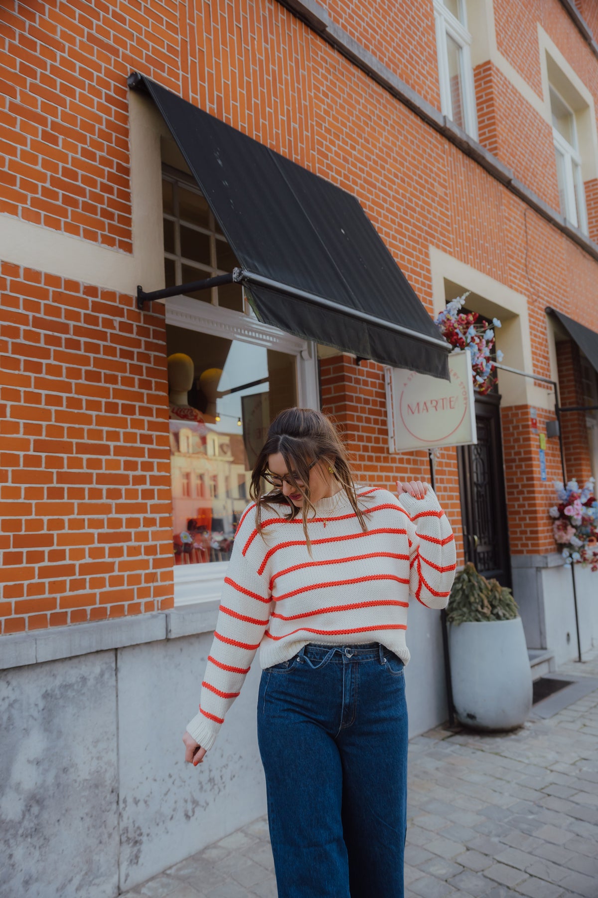 OBJODA  KNIT PULLOVER rode streep