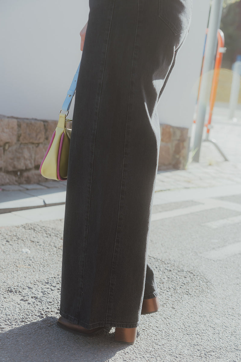 OBJMOJI ZARAFINE WIDE JEANS zwart