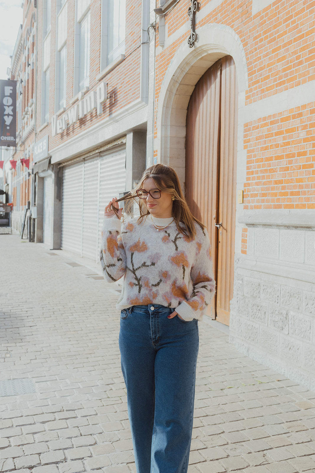 OBJLUCIE KNIT PULL ecru/roze