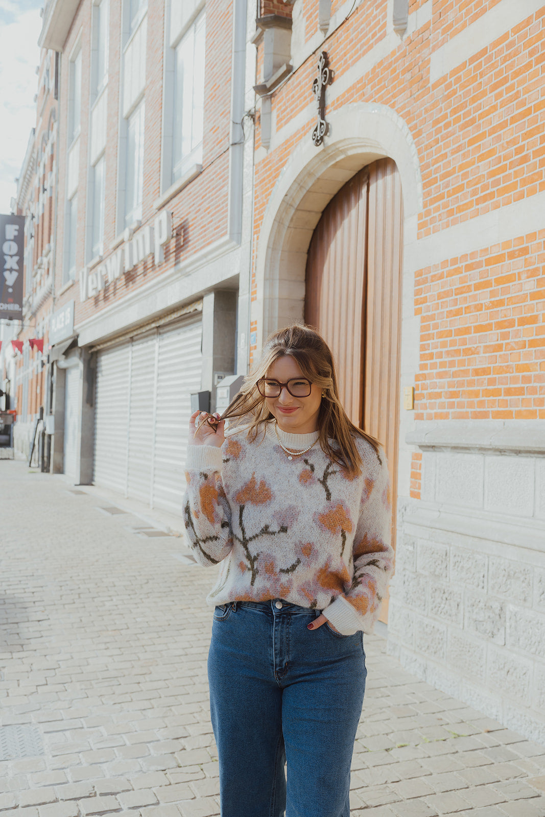 OBJLUCIE KNIT PULL ecru/roze