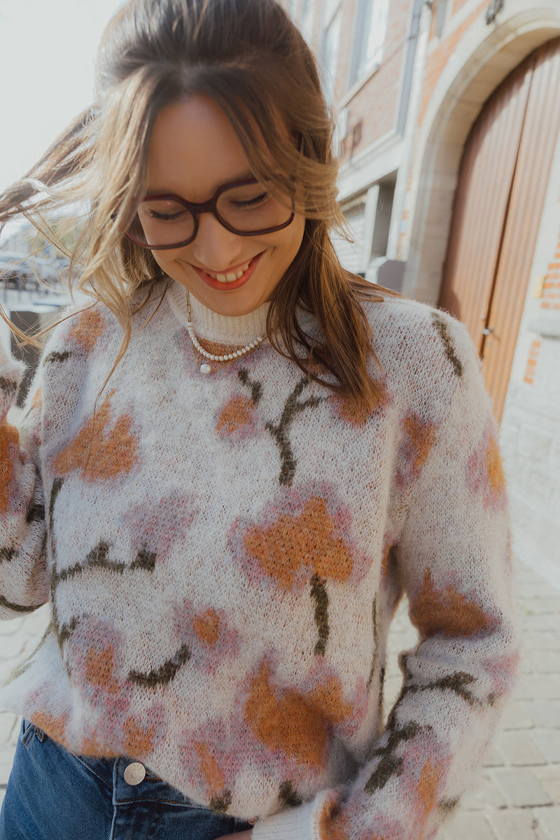 OBJLUCIE KNIT PULL ecru/roze