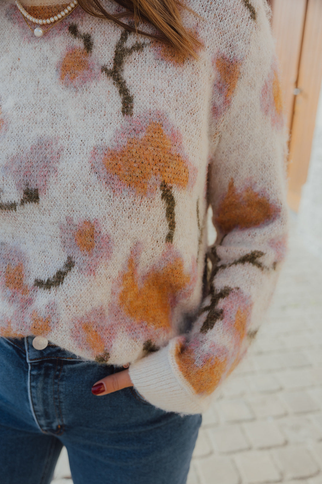 OBJLUCIE KNIT PULL ecru/roze